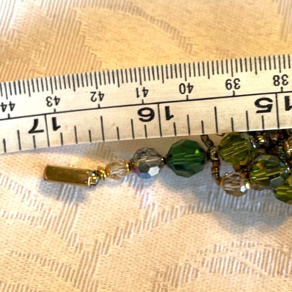 Vintage Swarovski Chunky Austrian Crystal Bold Beaded Green & Gold Necklace 16" - Picture 10 of 10
